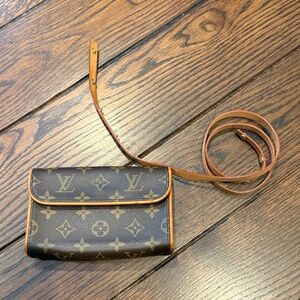 Louis Vuitton Brown and Tan Monogram Pouch